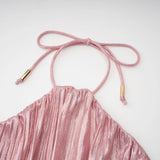 Alchimie Pink Glossy Pleated Maxi Dress