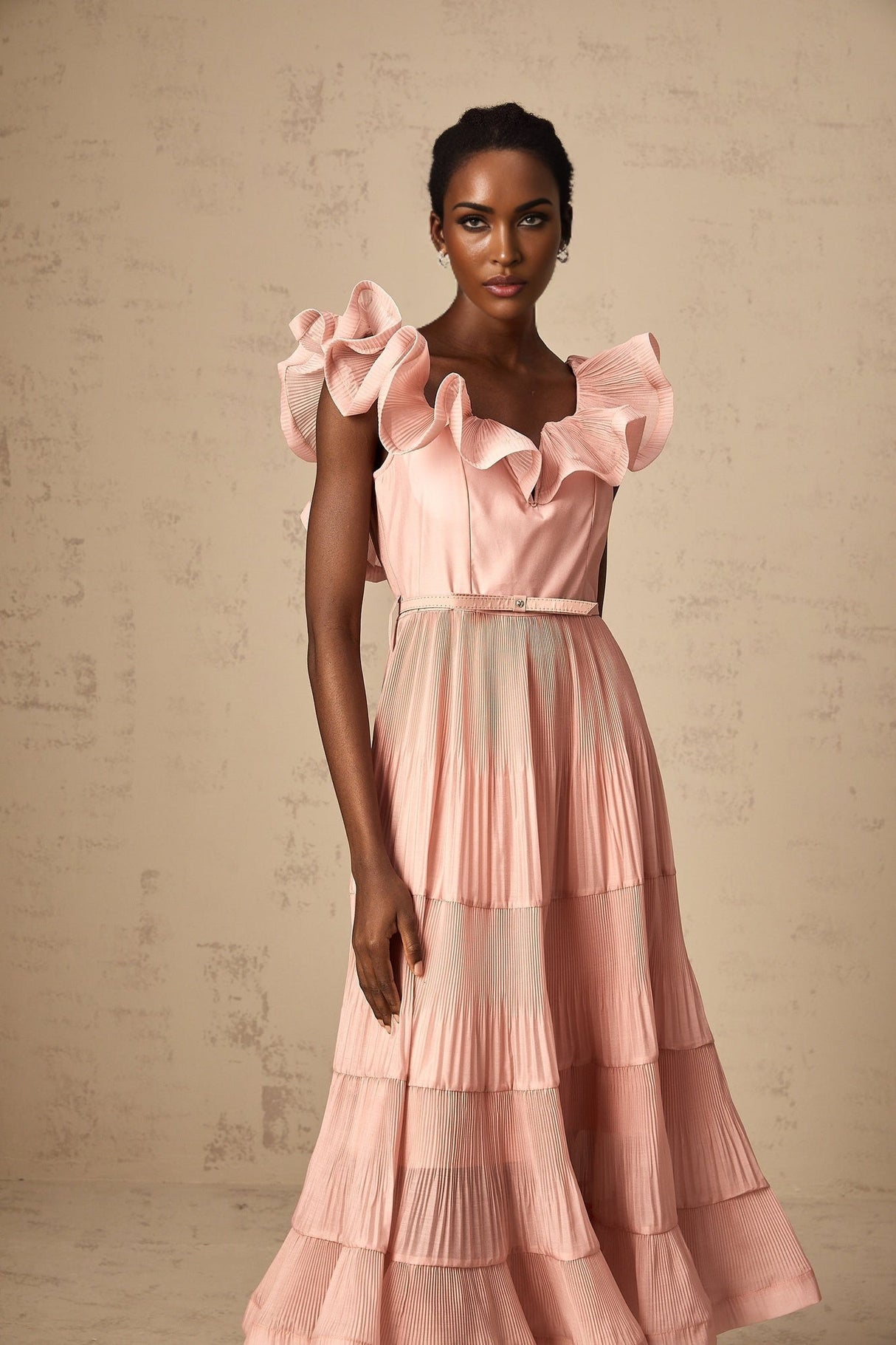 Alessandra Midi Dress - Sweetheart Neck - Sleeveless - Detachable Belt - Open Back