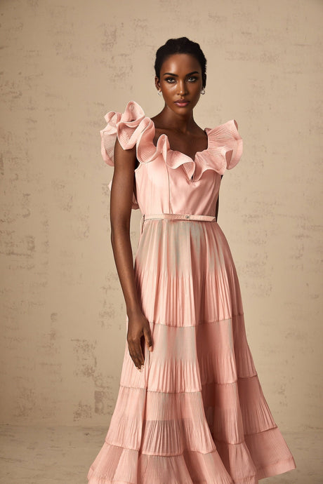 Alessandra Midi Dress - Sweetheart Neck - Sleeveless - Detachable Belt - Open Back
