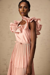 Alessandra Midi Dress - Sweetheart Neck - Sleeveless - Detachable Belt - Open Back