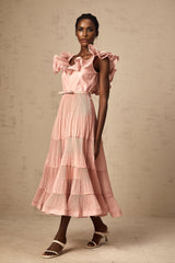 Alessandra Midi Dress - Sweetheart Neck - Sleeveless - Detachable Belt - Open Back