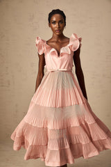 Alessandra Midi Dress - Sweetheart Neck - Sleeveless - Detachable Belt - Open Back