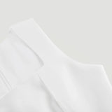 Alessandra White Mini Dress - Sleeveless Square Neck - Faux - Flower Embellishment - Flared Skirt - Rear Zip Fastening