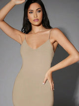 Alessandrina Maxi Dress - Slim Fit - Refined Style - High Stretch Elasticity - Sleeveless - Backless, Criss Cross - Hem Shaped Pencil - Modern Look