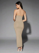 Alessandrina Maxi Dress - Slim Fit - Refined Style - High Stretch Elasticity - Sleeveless - Backless, Criss Cross - Hem Shaped Pencil - Modern Look