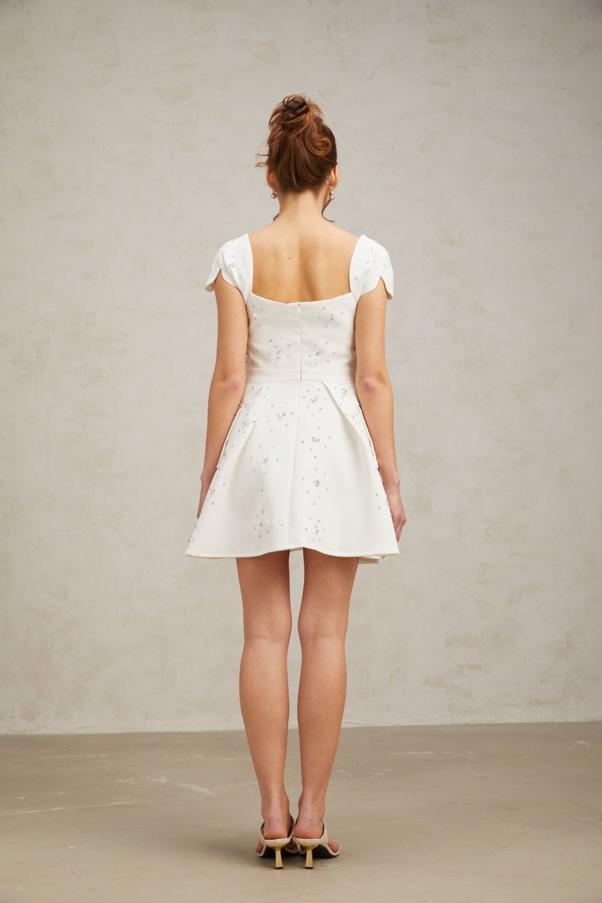 Alessandrina Mini Dress - Sweetheart Neck - Cap Sleeves - Bustier Style - Rhinestone Embellishment