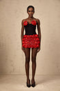 Alessandrina Skirt & Top Set - Sleeveless Sweetheart Top - Off - the - Shoulder Bodice - Rose Appliqué Detail - Fitted Silhouette