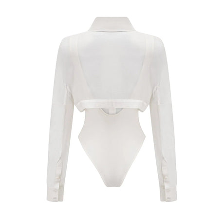 Alessia Bodysuit - Lapels - Long Sleeves - Scoop Back - Boned Design
