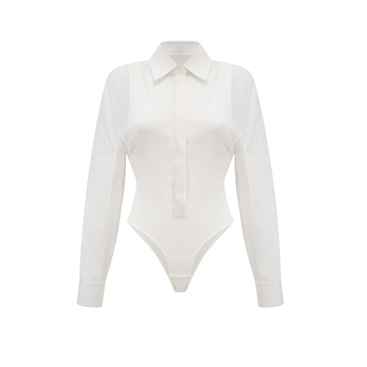 Alessia Bodysuit - Lapels - Long Sleeves - Scoop Back - Boned Design