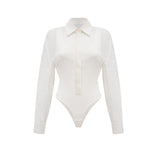 Alessia Bodysuit - Lapels - Long Sleeves - Scoop Back - Boned Design