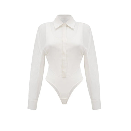 Alessia Bodysuit - Lapels - Long Sleeves - Scoop Back - Boned Design