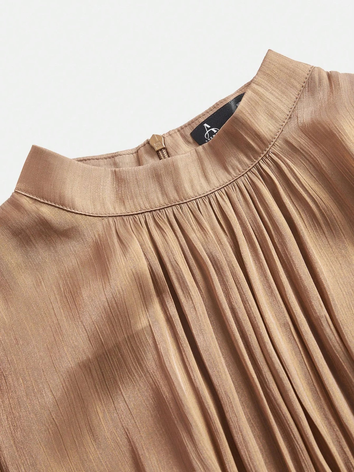 Alessia Maxi Dress - Stand Collar - Bishop Sleeve - High Waist - A Line - Elegant Style