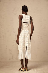 Alessia Skirt & Top Set - Sleeveless Open Back Top - Ruffled Hem - Fitted Pleated Skirt - Knitted Construction