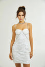 Alexa Mini Dress - Spaghetti Strap Sweetheart Bustier Crystal Sequin Faux - Flower Thigh - Length Zip Detail