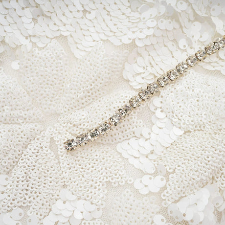 Alexa Mini Dress - Spaghetti Strap Sweetheart Bustier Crystal Sequin Faux - Flower Thigh - Length Zip Detail