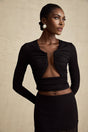 Alexa Top - V - Neck Open Front Long Sleeve Pleated Boned Stylish Blouse