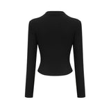 Alexa Top - V - Neck Open Front Long Sleeve Pleated Boned Stylish Blouse