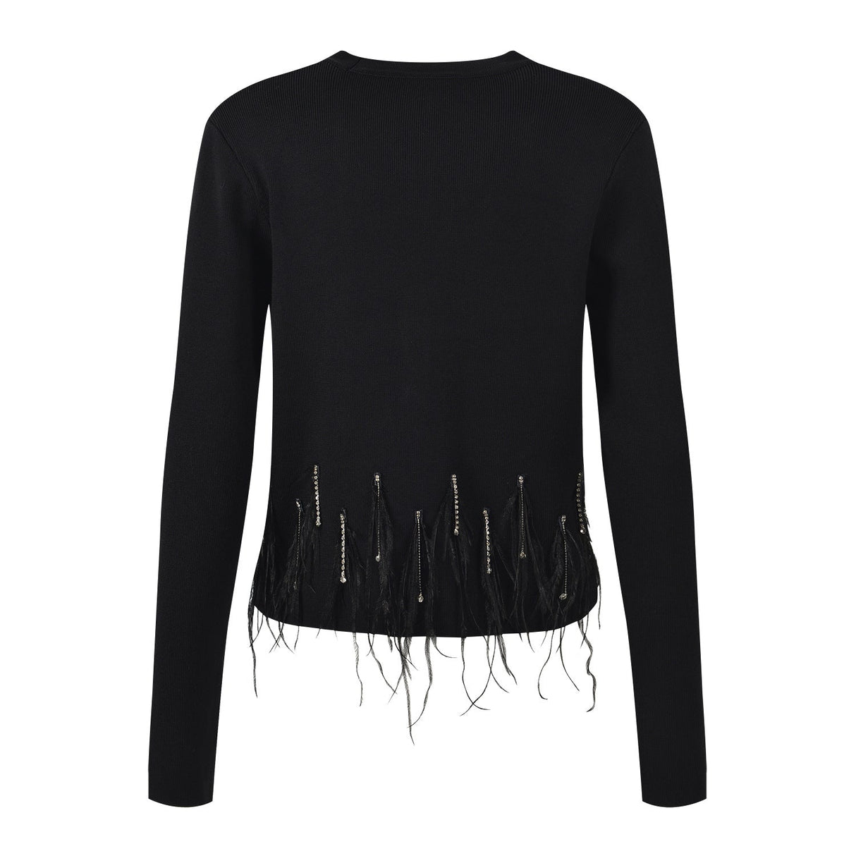 Alexa V - Neck Fitted Top - Feather Detailing and Stylish Buttons for a Contemporary Look