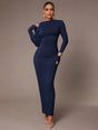 Alexandra Maxi Dress - Boat Neckline - Pencil Hem - High Waist - Backless