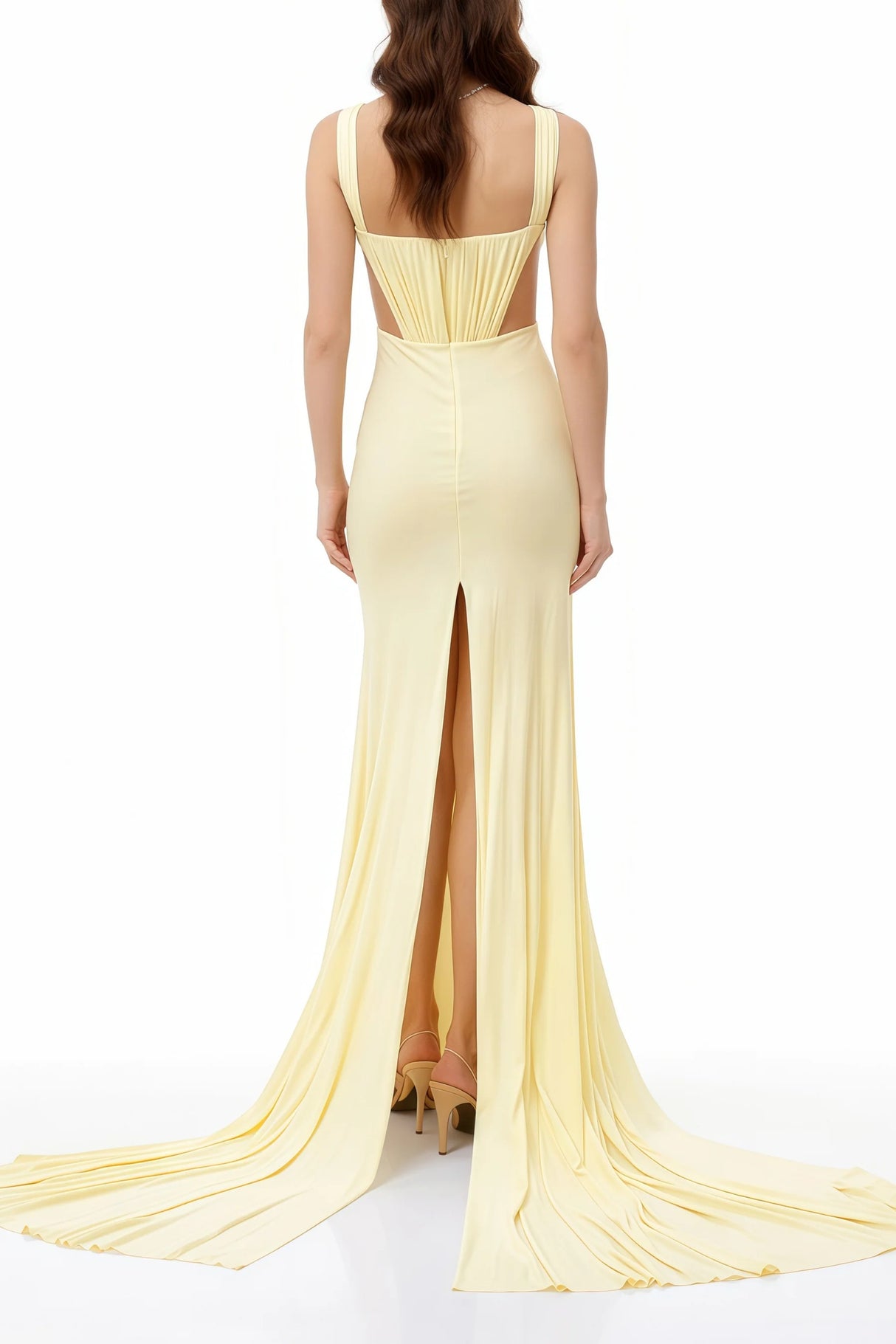 Alexandra Yellow CutOut High Slit Maxi Dress