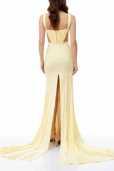 Alexandra Yellow CutOut High Slit Maxi Dress