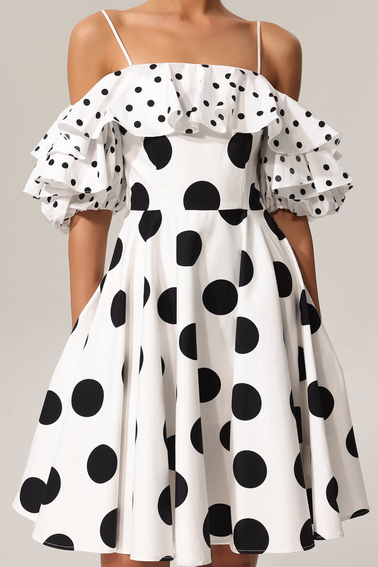 Alexis White Polka Dot Flounce Mini Dress