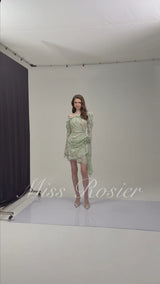 Alexis Sage Green SemiSheer Floral Lace Mini Dress