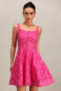 Alfreda Pink Lace Halter Mini Dress