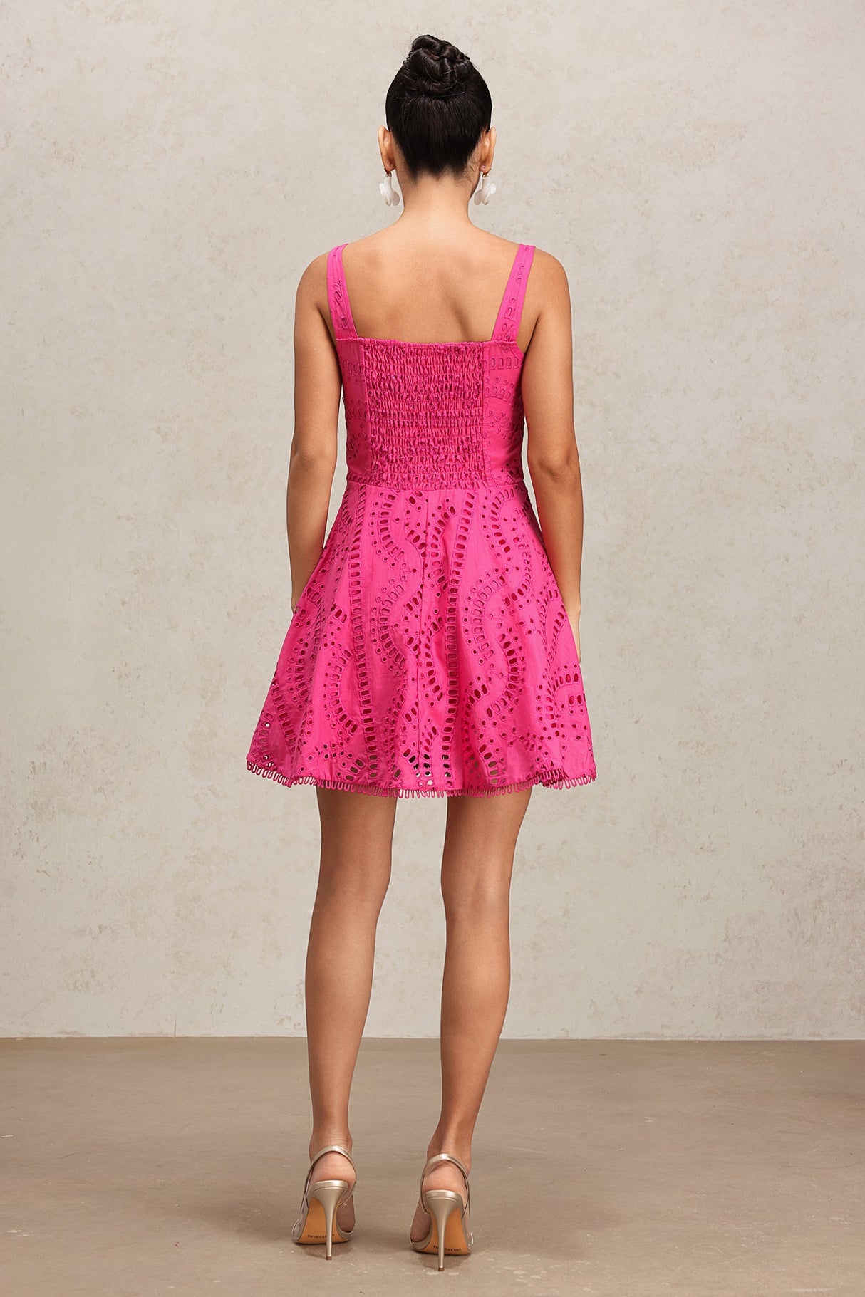Alfreda Pink Lace Halter Mini Dress