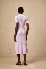 Alice Midi Dress Light Purple Crystal Embellishment Godet Flap Pockets