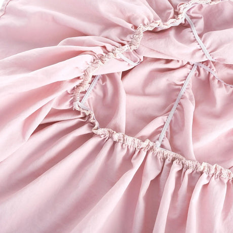 Alice Midi Dress - Off the Shoulder Style - Pleated Design - Flounce Hem - Puff Sleeves