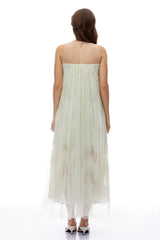Alice Mint green Floral Embroidered Midi Dress