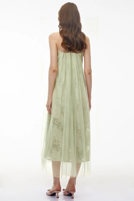Alice Mint green Floral Embroidered Midi Dress