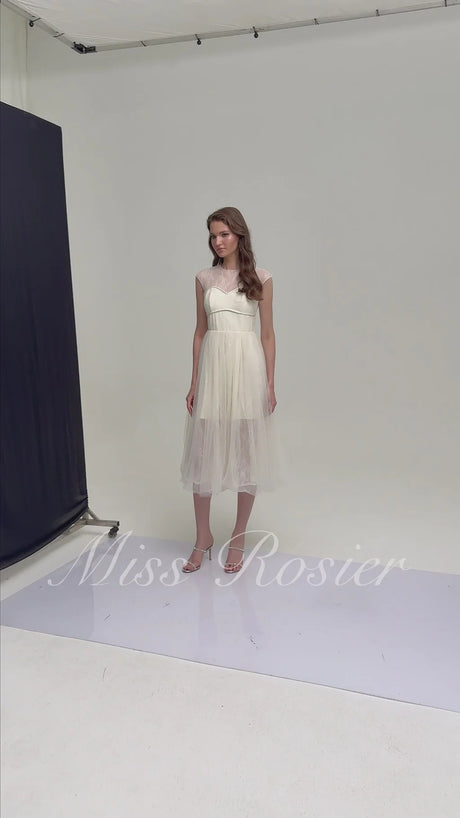 Alice Neutral Floral Applique Lace Midi Dress