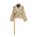 Alice Trench Coat - Classic Lapels - Belted Waist - Extra Long Sleeves - Buttoned Cuffs
