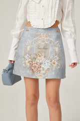 Aliénor blue embroidered mini skirt