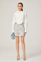 Aliénor blue embroidered mini skirt