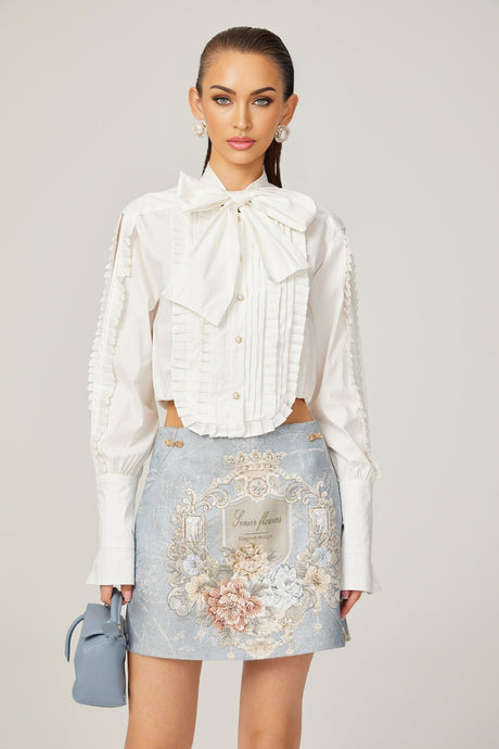 Aliénor blue embroidered mini skirt