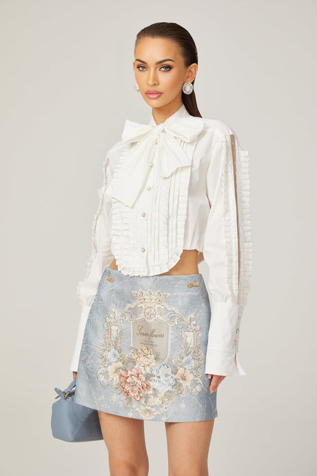 Aliénor blue embroidered mini skirt