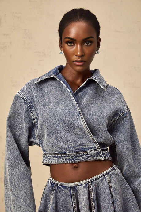 Alina Denim Jacket Blue Asymmetrical Cropped