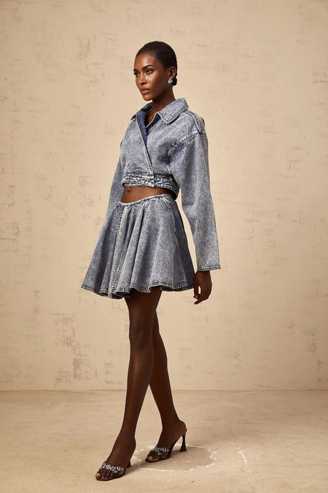 Alina Denim Jacket Blue Asymmetrical Cropped