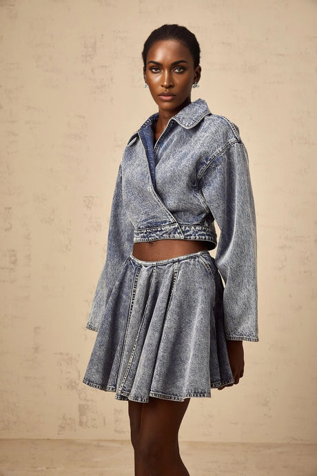 Alina Denim Jacket Blue Asymmetrical Cropped