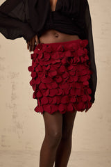 Alina Skirt - 3D Petal Motif - Floral Embellishments - A - Line Silhouette - Rear Zipper - Cocktail & Party Wear