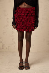 Alina Skirt - 3D Petal Motif - Floral Embellishments - A - Line Silhouette - Rear Zipper - Cocktail & Party Wear