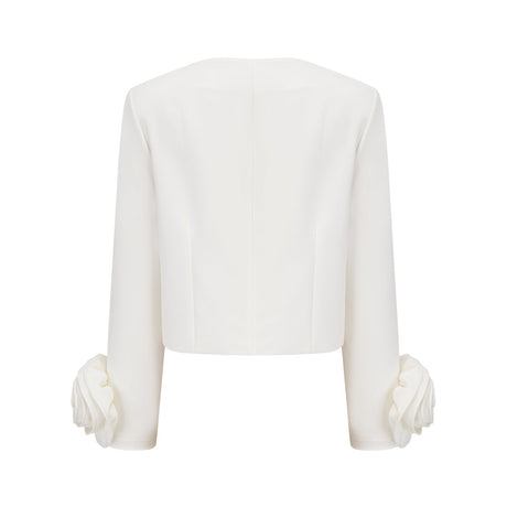 Alina Top & Skirt Set - Elegant 3D Petal Detailing - Flattering Flared Silhouette - Chic Midi Length - Stylish Rear Zip Fastening