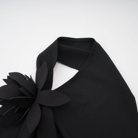 Aline floralappliqué backless asymmetric top
