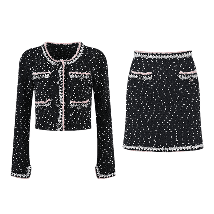 Brooklynn Jacket & Skirt Snowflake Dots Set