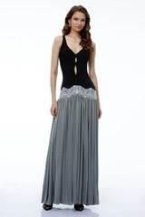 Allegra Black Color Block Sweetheart Maxi Dress