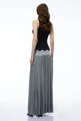 Allegra Black Color Block Sweetheart Maxi Dress