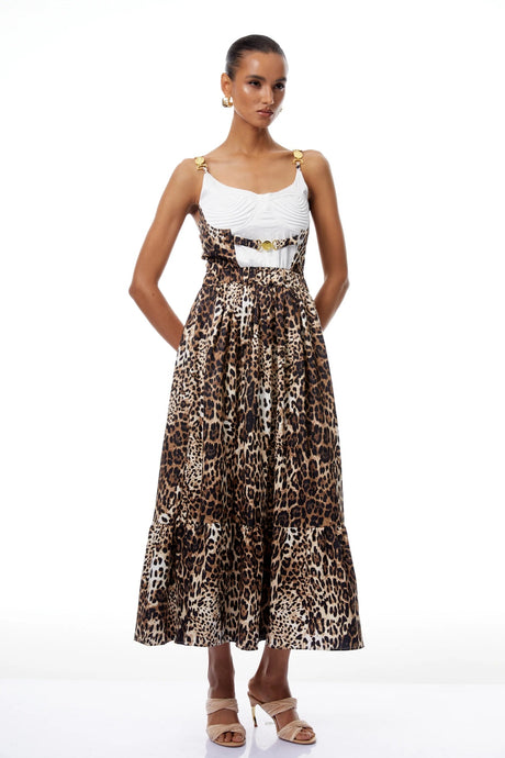 Allegra Brown Leopard Print Maxi Dress